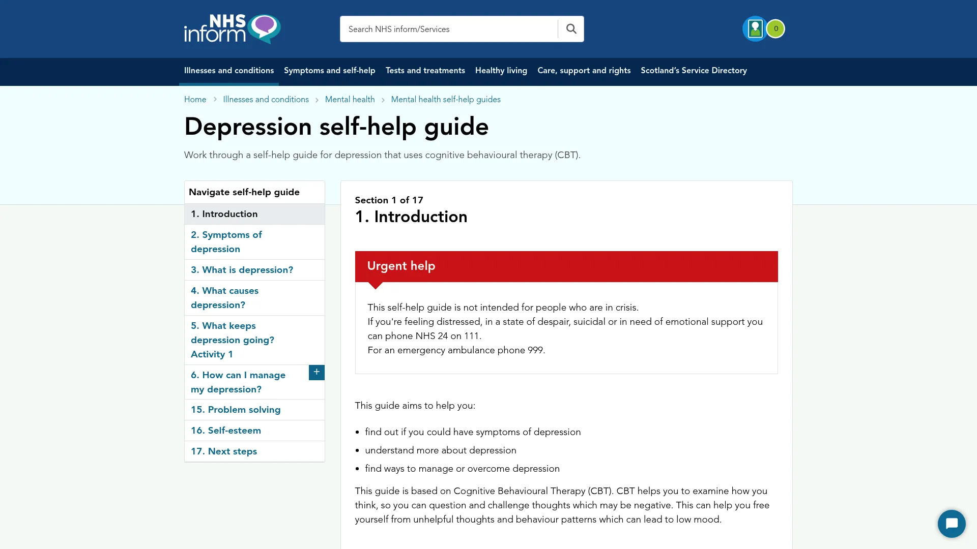 Screenshot of www.nhsinform.scot