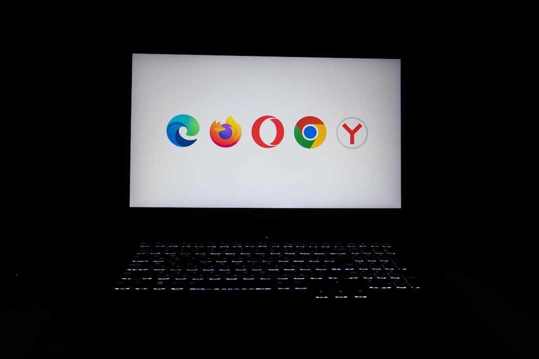Browser logos displayed on a laptop screen.